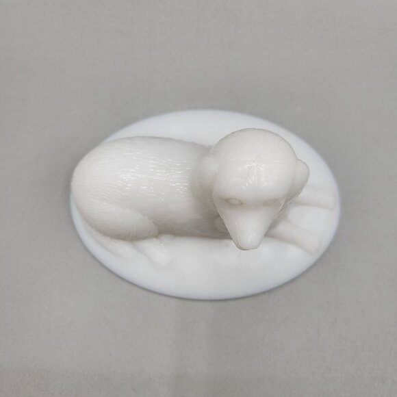 Westmoreland Milk Glass Setter Dog Lid for Trinket Box Oval LID ONLY - Picture 5 of 6